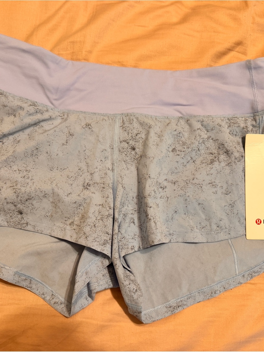 lululemon athletica lavender workout shorts with wide waistband